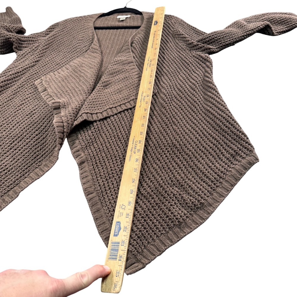 LOFT Brown Chunky Waffle Knit Waterfall Open Front Cardigan Sweater XL - Picture 6 of 8
